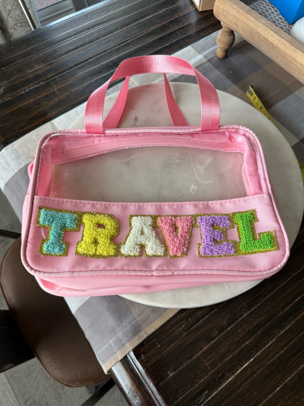 Pink Travel Organizer Bag with Clear Top NWOT